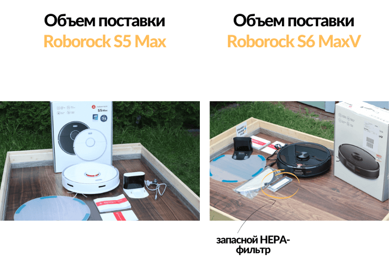 Объем поставки Roborock S6 MaxV в сравнении с Roborock S5 Max